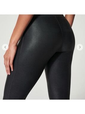 SPANX Black Coated Leggings Size S High Rise